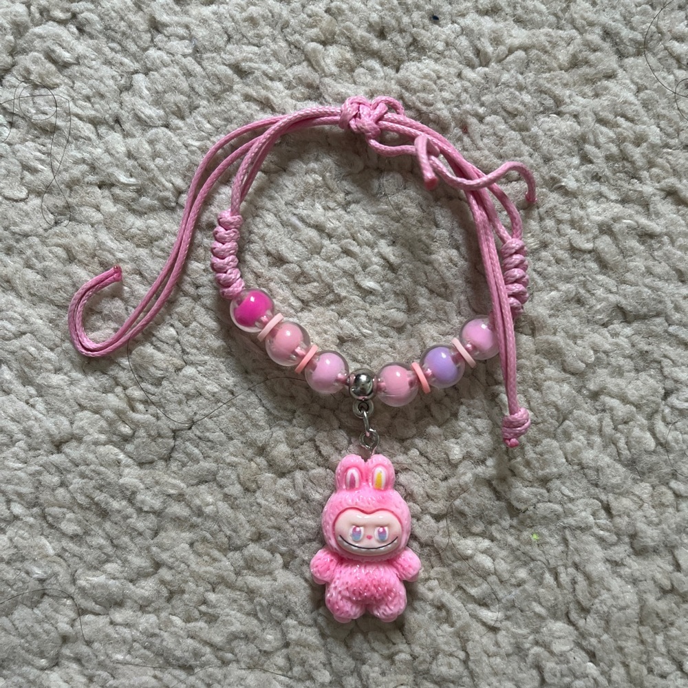 Pink Labubu Charm Bracelet for Kids